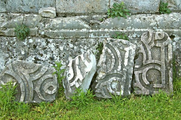 Fragments of Stone Slabs of the Mosaic Floor with Geometric Motifs