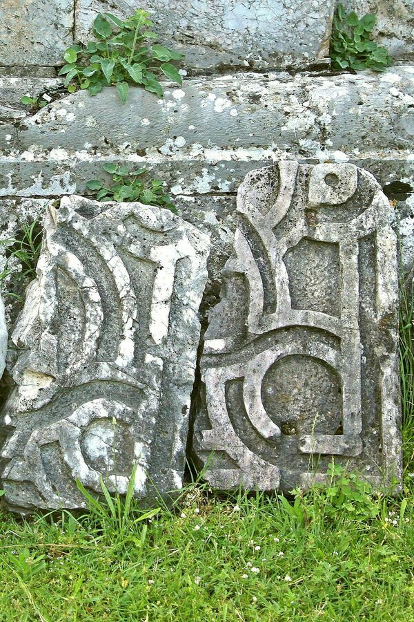 Fragments of Stone Slabs of the Mosaic Floor with Geometric Motifs