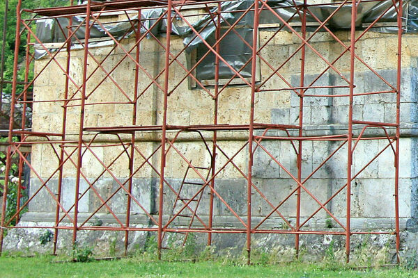 Part of the North Facade with Tufa Stone Restoration