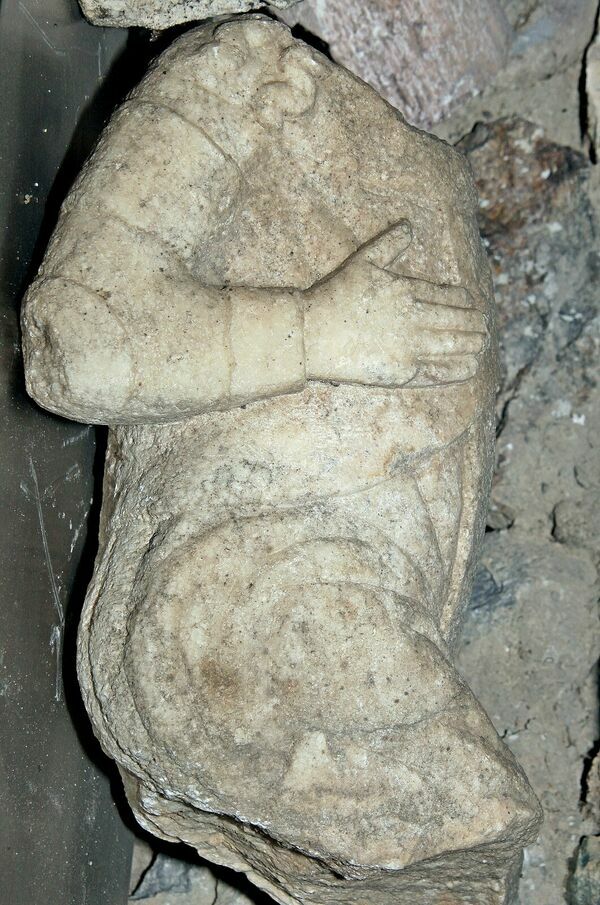 Fragment of the Marble Figure of the Serbian Emperor Dušan from the West Portal