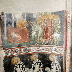 Communion of the Apostles and Officiating Church Fathers, detail