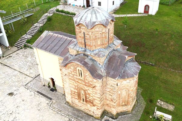 View of the monastery and church from above