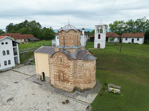 View of the monastery and church from above