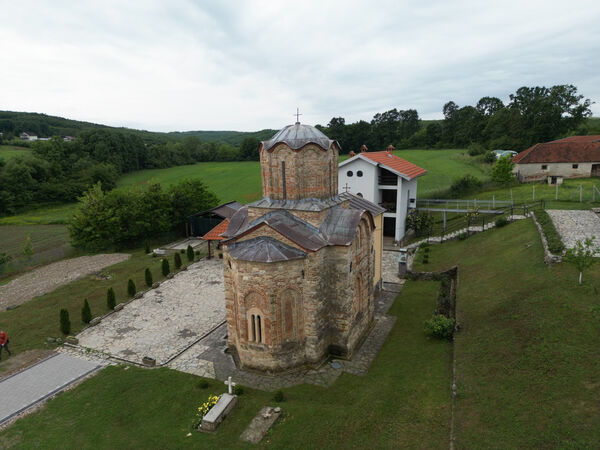 View of the monastery and church from above