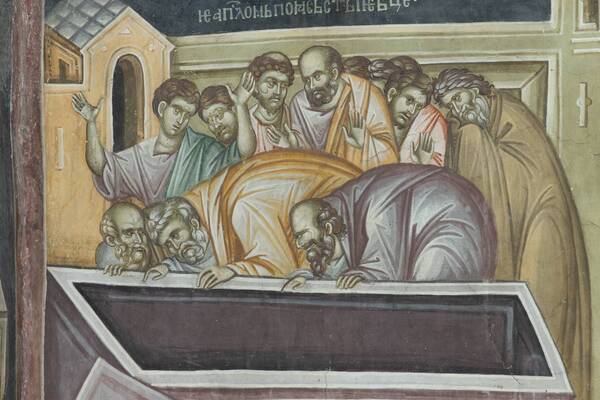 Ascension of the Virgin to heaven - Apostle Thomas shows the apostles the girdle of the Virgin