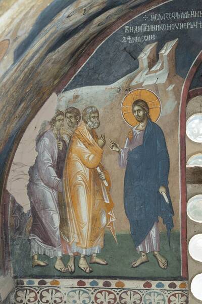 Christ tells the three apostles not to tell anyone that they saw him