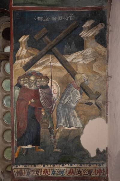 Nicodemus carries the cross