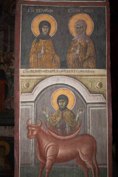 St. Pelagia and St. Pelagia, St. Pelagia burned in an iron ox