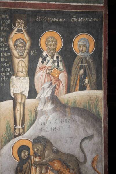 Venerable Paphnutius died hanging on a tree, St. Teofan and St. Yefrosinija, St. Martyr Thecla delivered to the beasts