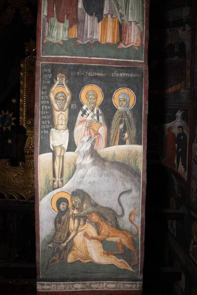 Venerable Paphnutius died hanging on a tree, St. Teofan and St. Yefrosinija, St. Martyr Thecla delivered to the beasts