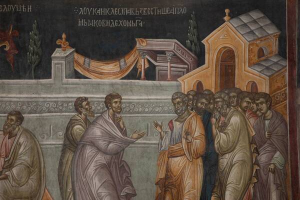 Luke and Cleopas report to the apostles about the meeting with the resurrected Christ