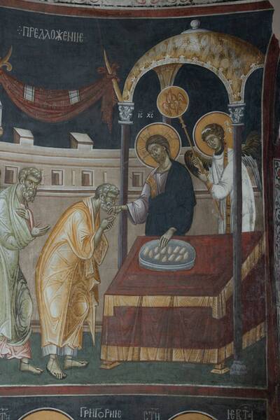 Communion of the apostles with bread