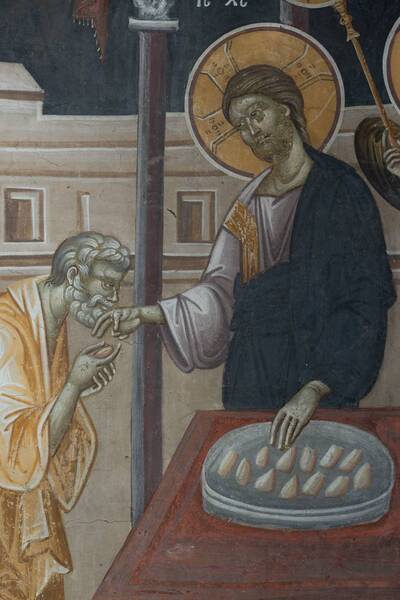 Communion of the apostles with bread