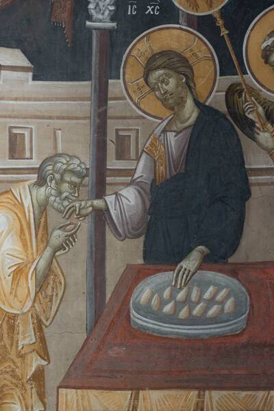 Communion of the apostles with bread