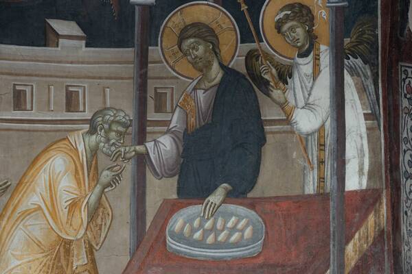 Communion of the apostles with bread