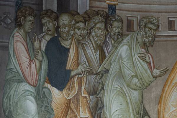 Communion of the apostles with bread