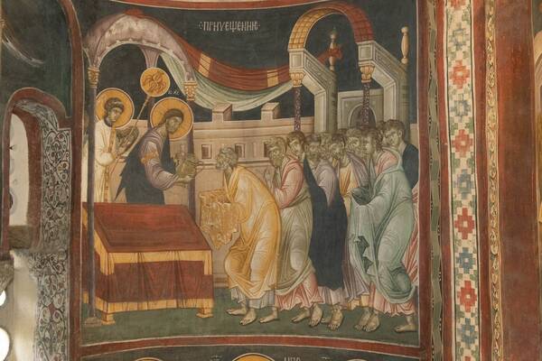 Communion of the apostles with wine