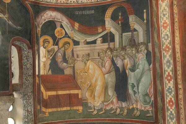 Communion of the apostles with wine