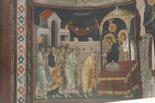 Communion of the apostles with bread