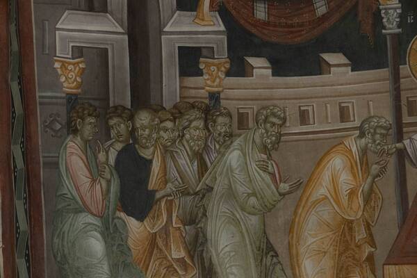 Communion of the apostles with bread