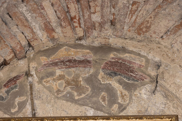 Remains of the frescoes on the eastern wall of the narthex