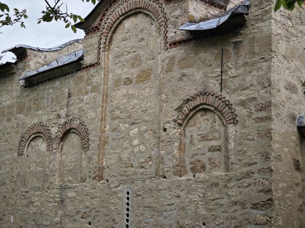 Part of the south facade of the church