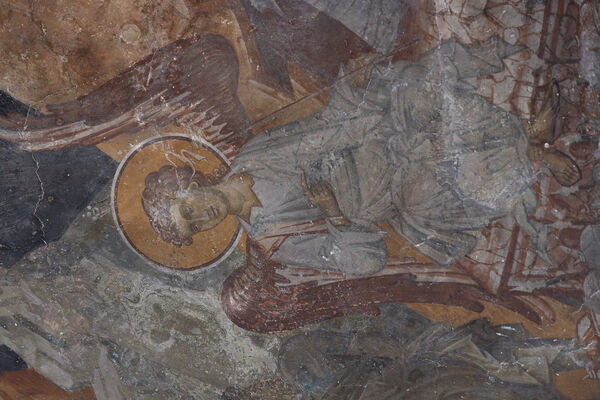 Myrrh-bearing women at the tomb of Christ, detail