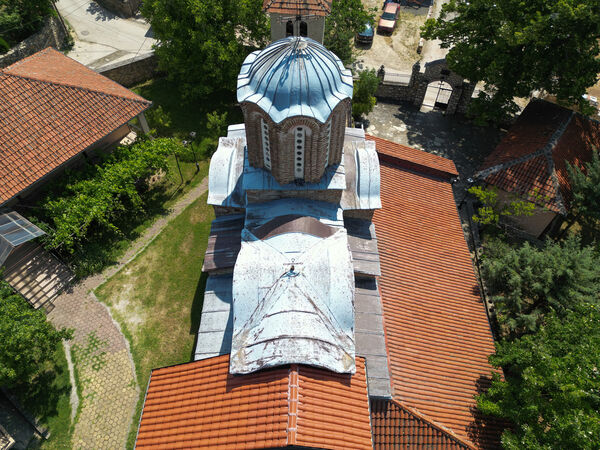 View of the church and surrounding buildings