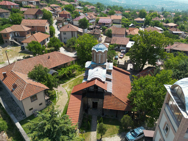 View of the church and surrounding buildings