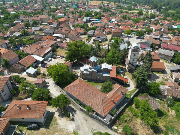 View of the church and surrounding buildings