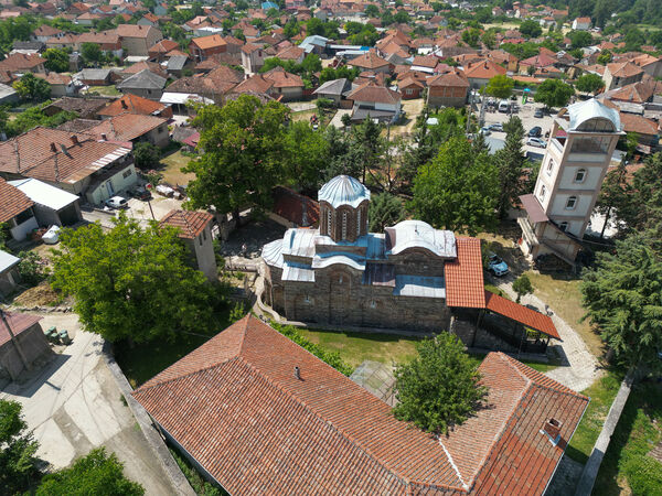 View of the church and surrounding buildings