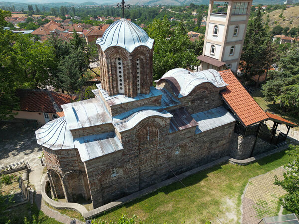 View of the church and surrounding buildings