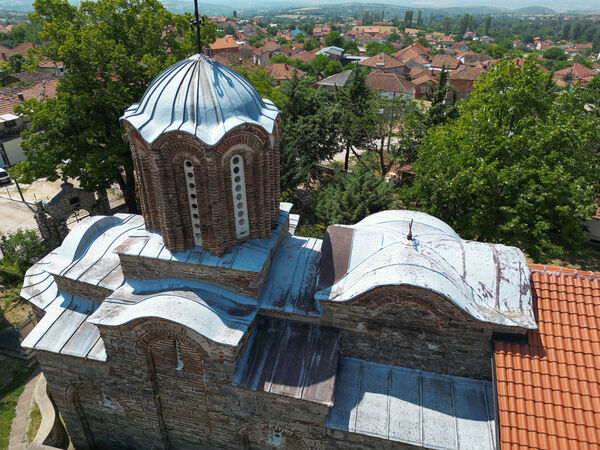 View of the church and surrounding buildings