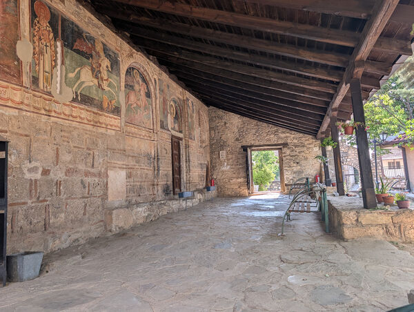 Part of the southern facade of the church and the porch