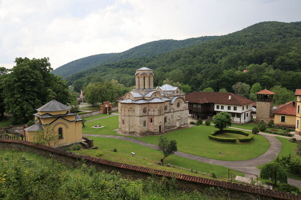 View of the church and courtyard from the northeast