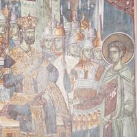 St. Demetrios before Emperor Maximian