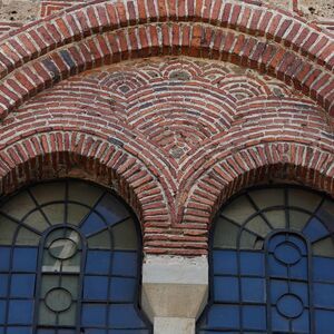 Two-light window on the western facade