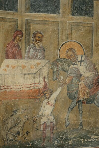 Saint Nicholas Returns Basil to His Parents, detail