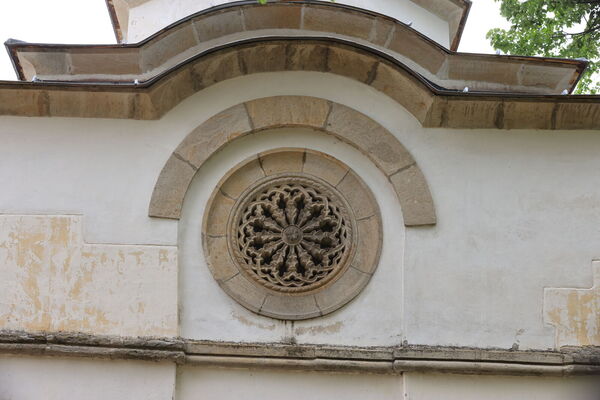 The rosette of the western facade of the church