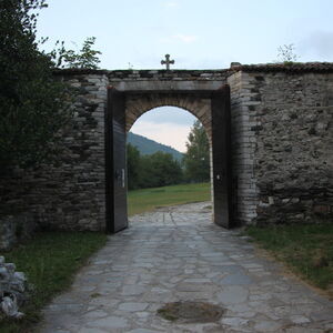 Eastern gate and the walls from the monastery courtyard