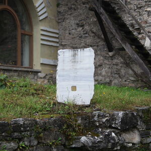 Stone board which marks the place of medieval monastery hospital