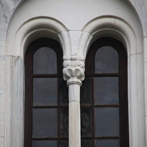 Sculptural decoration of the window of the nartex on the south facade