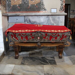 Funeral  casket with the Holy Relics of Saint Stefan Prvovencxani