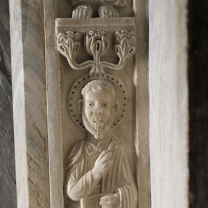 North doorpost with figures of the apostles