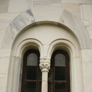 Sculptural decoration of the window of the nartex on the south facade