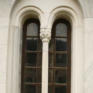 Sculptural decoration of the window of the nartex on the south facade