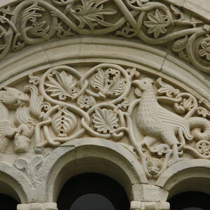 Tympanum of the three-light window on the sanctuary apse