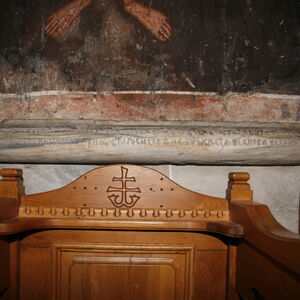 Engraved inscription in the cornice of the dado on south wall of narthex